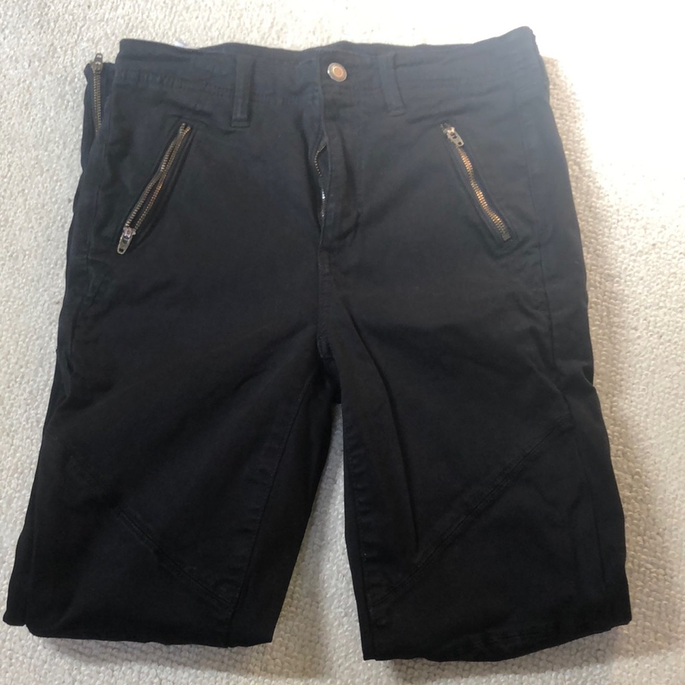black moto style jeans